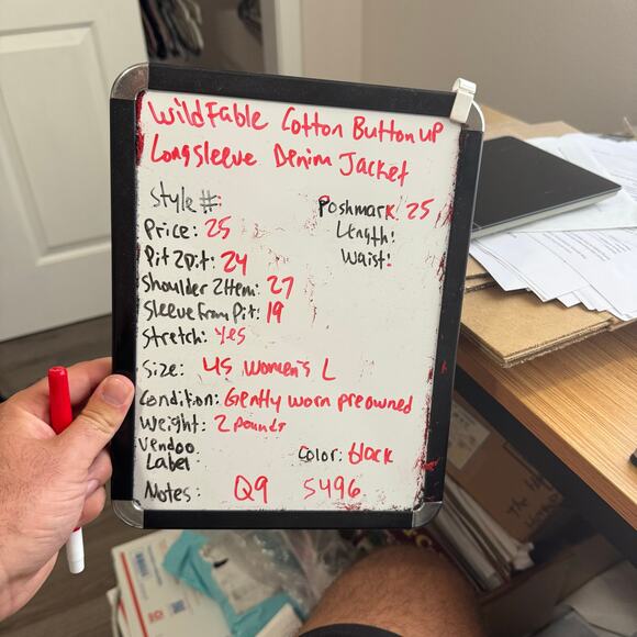 Wild Fable Cotton Button Up Long Sleeve Denim Jacket US Women's L - Picture 5 of 5